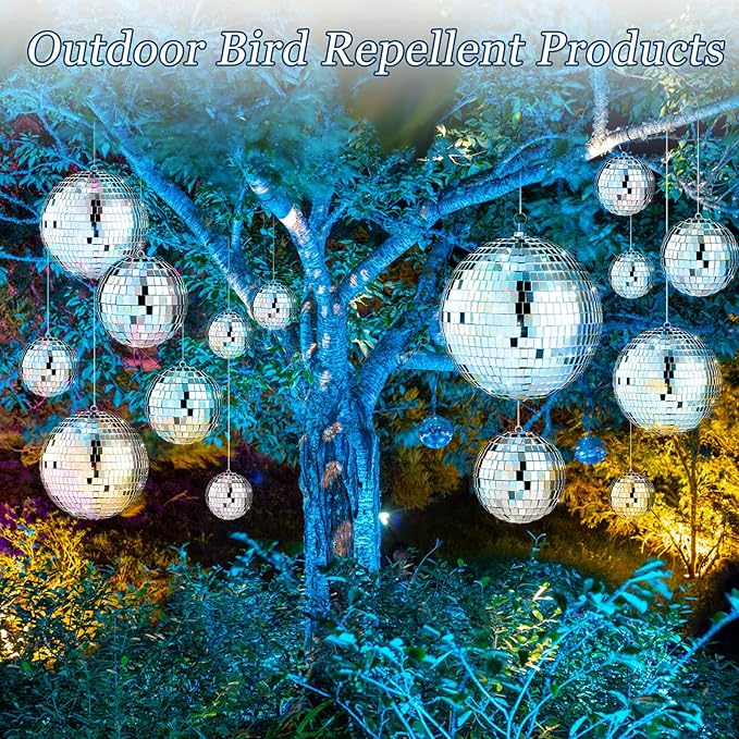 Funtery 100 Pcs Mirror Disco Balls Bulk Assorted Silver Hanging Disco Ball Decor for Home Wedding Birthday Dance Music 70 S Theme Party Christmas Tree Ornaments(1, 2, 3, 4, 6, 8)