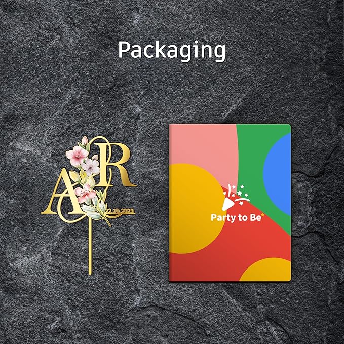 Personalized Spring Wedding Cake Topper in Acrylic Custom Bride and Groom Initial Cake Topper Wedding Date Cake Decoration (Spring Flowers)