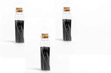 River Birch Decorative Matches in a Bottle with Striker - Cute & Colored - 3 Bottles, All Black Tip, 60 Matches