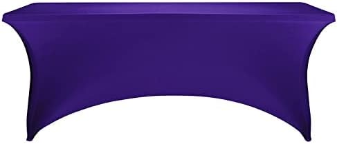 FORLIFE 2Pack Spandex Table Covers，Fitted Tablecloth for Rectangular Tables, Stretch Patio Table Covers, Universal Spandex Table Cover for Wedding, Banquet, Party (6ft, Purple)