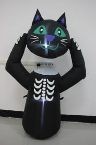 4FT Cat Holding Its Own Head Halloween Inflatable Decoration Blow Up Decor with LED Lights Indoor Outdoor Yard Graden Halloween Party Holiday Decoration
