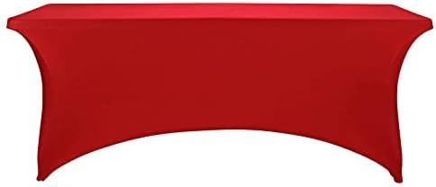 FORLIFE 4Pack Spandex Table Covers，Fitted Tablecloth for Rectangular Tables, Stretch Patio Table Covers, Universal Spandex Table Cover for Wedding, Banquet, Party (6ft, Red)
