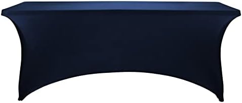 FORLIFE 2Pack Spandex Table Covers，Fitted Tablecloth for Rectangular Tables, Stretch Patio Table Covers, Universal Spandex Table Cover for Wedding, Banquet, Party (6ft, Navy)