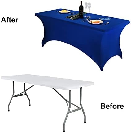 FORLIFE 2Pack Spandex Table Covers，Fitted Tablecloth for Rectangular Tables, Stretch Patio Table Covers, Universal Spandex Table Cover for Wedding, Banquet, Party (6ft, Royal)