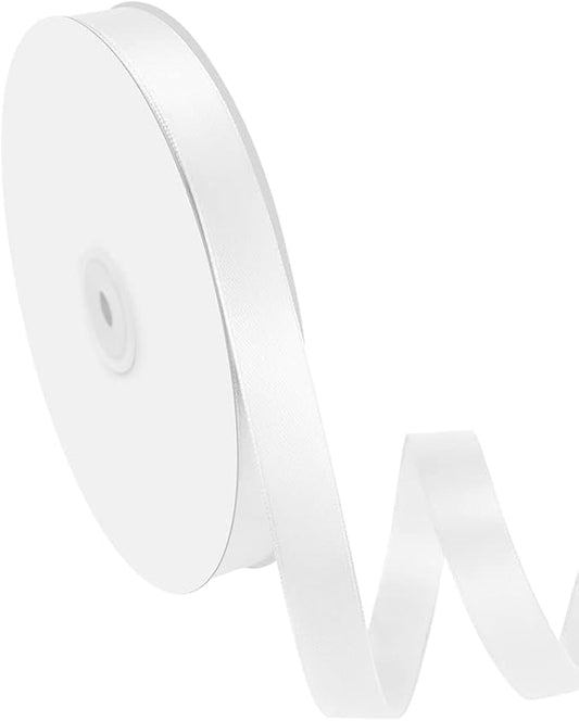 5/8" Width x 100 Yards Satin Ribbon, White Ribbon Perfect for DIY Craft, Bows, Gift Wrapping, Flower Bouquet, Valentine's Day, Christmas and Party Decoration
