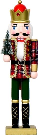 14" Wooden Christmas Tree Nutcracker, Festive Christmas Decoration, Handcrafted Nutcracker Collectible Christmas Decor for Tabletop, Shelves, and Fireplace Mantel(Christmas Tree)