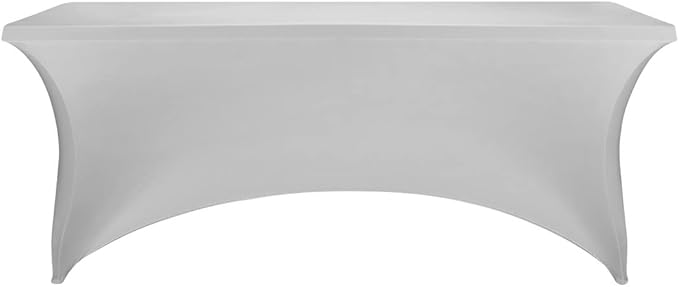 FORLIFE 2Pack Spandex Table Covers，Fitted Tablecloth for Rectangular Tables, Stretch Patio Table Covers, Universal Spandex Table Cover for Wedding, Banquet, Party (6ft, Silver)