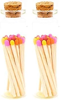 River Birch Decorative Matches in a Bottle with Striker - Cute & Colored Matches - 2 Bottles, Sunset Blend Tip, 40 Matches