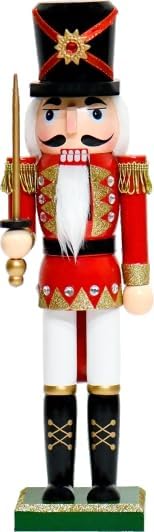 14" Wooden Swordsmen Nutcracker, Festive Christmas Decoration, Handcrafted Swordsmen Themed Nutcracker Collectible Christmas Decor for Tabletop, Shelves, and Fireplace Mantel(Sword)