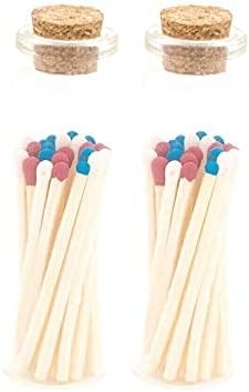 River Birch Decorative Matches in a Bottle with Striker - Cute & Colored Matches - 2 Bottles, Patriotic 2 Tip, 40 Matches