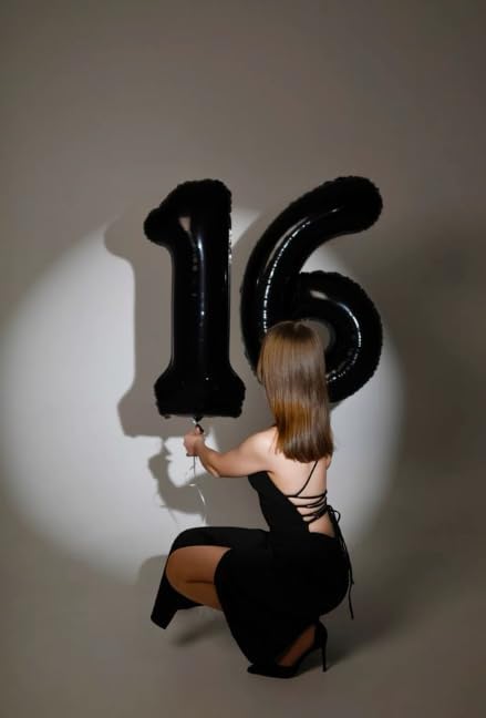 Black Number 1 Balloon 40 inch, Numbers 1 Birthday Balloons for Boy Girl, Black Foil One Balloon for 1st 10 11 12 16 18 Birthday Party, Anniversary Celebration Decorations
