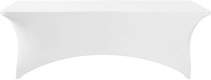 FORLIFE 4Pack Spandex Table Covers ，Fitted Tablecloth for Rectangular Tables, Stretch Patio Table Covers, Universal Spandex Table Cover for Wedding, Banquet, Party (8ft, White)