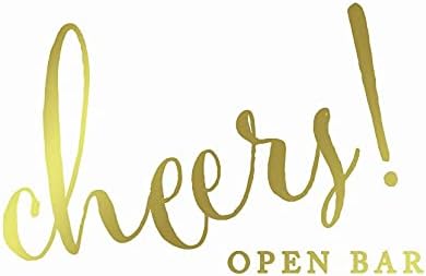Andaz Press Wedding Party Signs, Metallic Gold Ink Print, 8.5-inch x 11-inch, Open Bar Cheers!, 1-Pack, Unframed