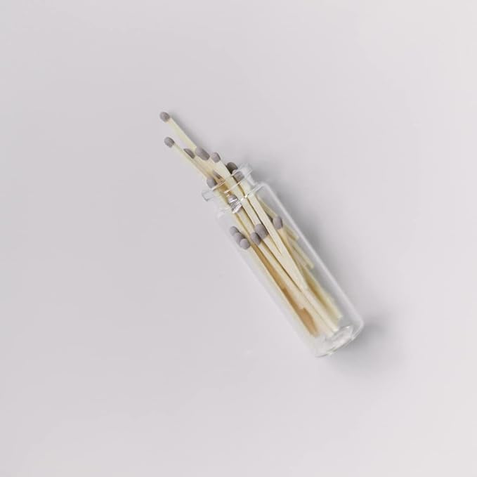 River Birch Gray Tip Matches in Jar with Striker - Decorative Home Matches with Glass Match Holder - Wooden Match Sticks for Candles - Set of 6 Bottles with Safety Matches - 2 Inches, 120 Matches