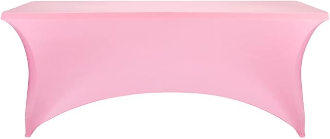 FORLIFE 2Pack Spandex Table Covers，Fitted Tablecloth for Rectangular Tables, Stretch Patio Table Covers, Universal Spandex Table Cover for Wedding, Banquet, Party (6ft, Pink)