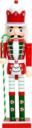 14" Wooden Candycane Nutcracker, Festive Christmas Decoration, Handcrafted Candycane Themed Nutcracker Collectible Christmas Decor for Tabletop, Shelves, and Fireplace Mantel(Candycane)