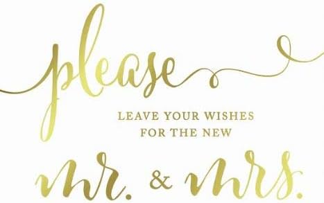 Andaz Press Wedding Party Signs, Metallic Gold Ink Print, 8.5-inch x 11-inch, Please Leave Your Wishes for the New Mr. & Mrs., 1-Pack, Unframed