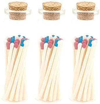 River Birch Decorative Matches in a Bottle with Striker - Cute & Colored Matches - 3 Bottles, Patriotic 2 Tip, 60 Matches