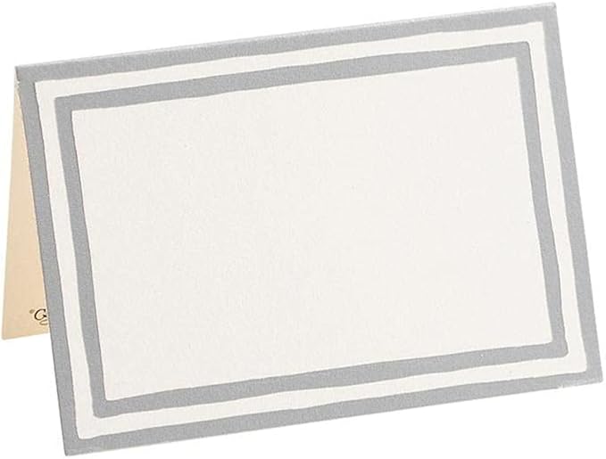 Caspari Border Stripe Place Cards in Silver Foil, 16 Included