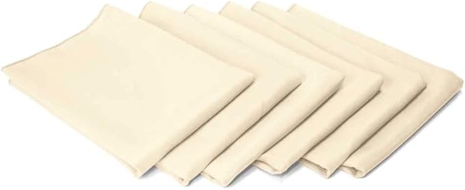TableLinensforLess 17"x17" Polyester Cloth Napkins, Set of 6 (Ivory) | Easy-Care, No-Iron Finish, Superior Color Retention, Machine Washable