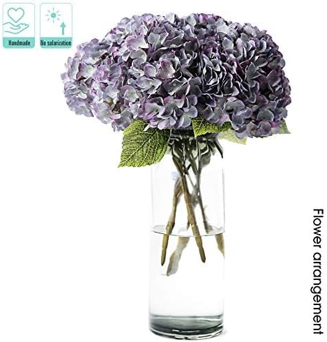 Kimura's Cabin 2Bouquets Fake Hydrangea Flowers Vintage Artificial Silk Hydrangeas Bouquets 10 Heads for Home Table Centerpieces Wedding Party Decoration (Bluish Violet, Pack of 2)