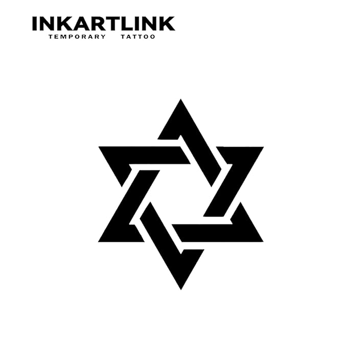 INKARTLINK Temporary Tattoos, 3 Sheets Small Semi Permanent Tattoo Adult Art Design Waterproof Temp Tattoo Party Favors Realistic Look, No Adhesive, No Reflection, Lasts 1-2 Weeks (Six Poinnted Star)
