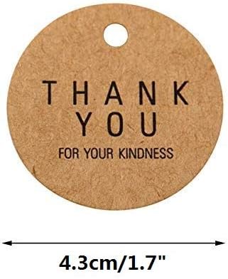 G2PLUS Thank You Tags, 100PCS Thank You for Your Kindness Tags, 1.8 in Round Kraft Paper Gift Tag with String for Gift Wrapping, DIY Arts & Crafts, Wedding Party Favors
