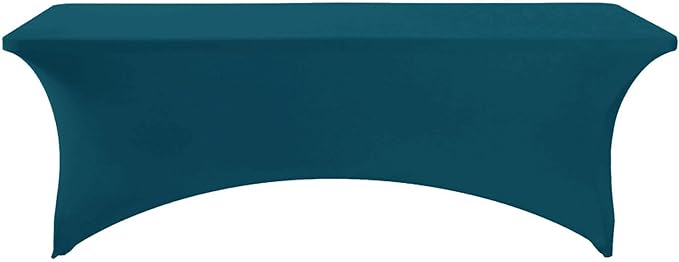 FORLIFE Spandex Table Covers，Fitted Tablecloth for Rectangular Tables, Stretch Patio Table Covers, Universal Spandex Table Cover for Wedding, Banquet, Party (8ft,Peacock)
