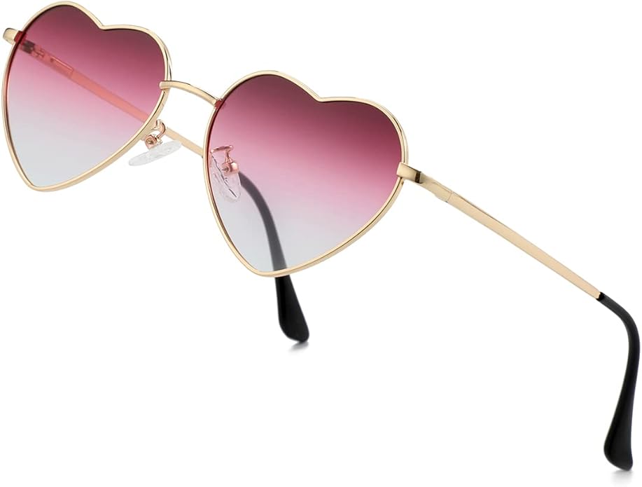 JOVAKIT Polarized Heart Sunglasses for Women Fashion Lovely Style Metal Frame UV400 Protection Lens