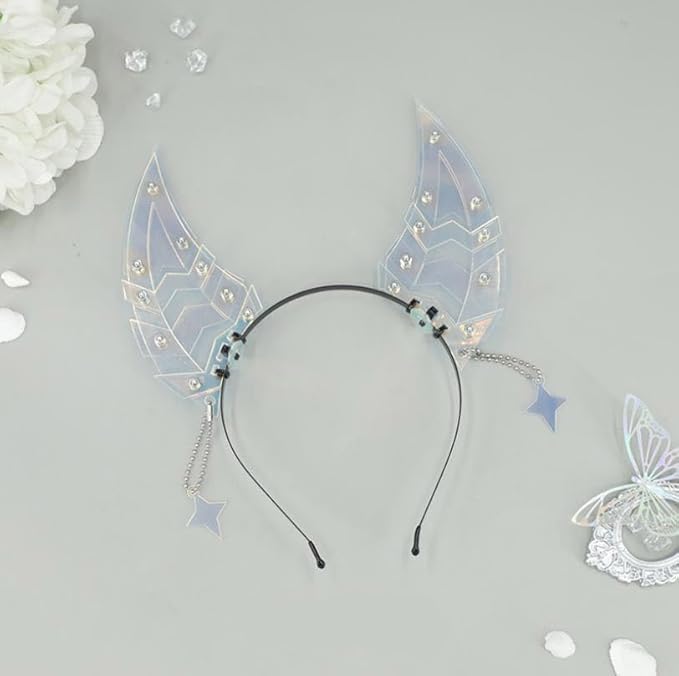 Cyberpunk Colorful Ear Hairband Fish Bone Hair Accessories COS Props (SC Blue1)