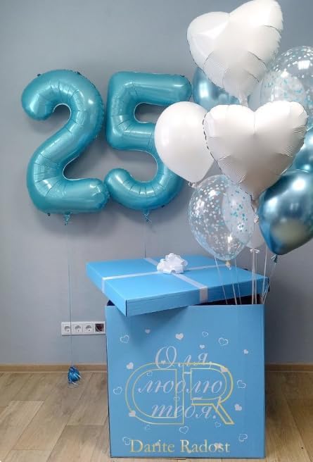 40 Inch Big Pearl Blue 9 Balloon Number, Jumbo Giant Happy 9th 19 29 39 49 99 Birthday Party Decorations, Large Nine Mylar Foil Anniversary Birthday Party Engagement Decorations