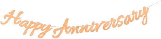 Happy Anniversary Banner Balloons Wedding Love Party and Background Indoor Outdoor Decorations (Rose Gold)