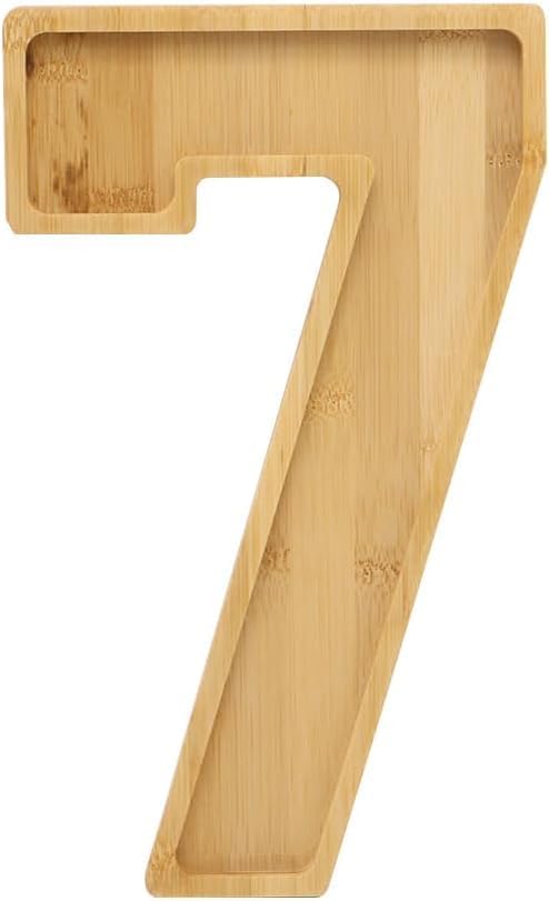 15.8'' Wood Number Charcuterie Fillable Board Box, Reusable Alphabet Number Shaped Form Tray for Anniversaries, Serving Tray for Birthday Party Decor Serving Plates Display Candy Cake (Number 7)