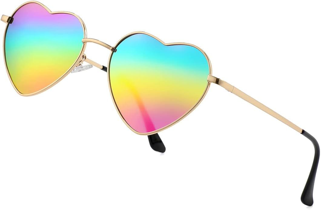 JOVAKIT Polarized Heart Sunglasses for Women Fashion Lovely Style Metal Frame UV400 Protection Lens