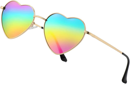 JOVAKIT Polarized Heart Sunglasses for Women Fashion Lovely Style Metal Frame UV400 Protection Lens
