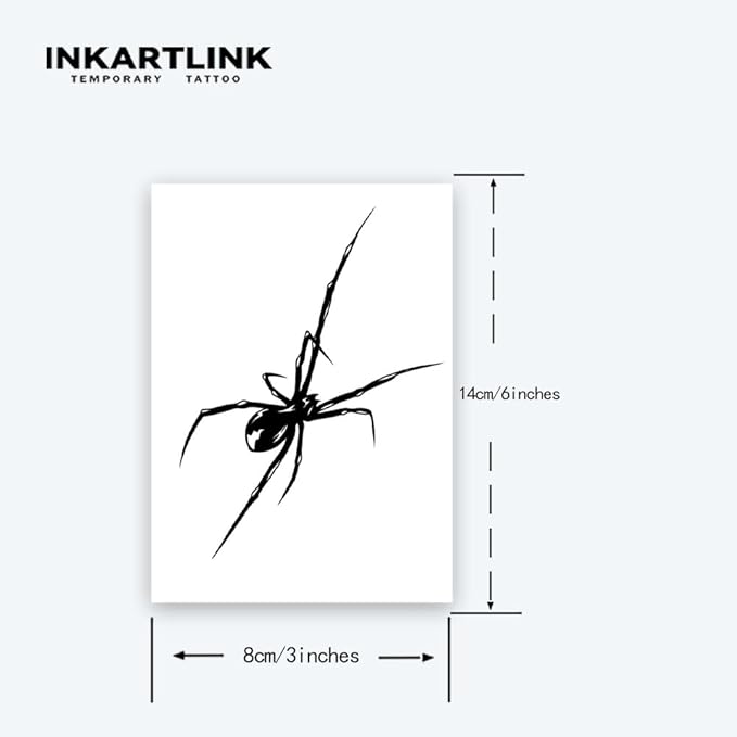 INKARTLINK Tattoo Tech, 2 Sheets Large Semi Permanent Tattoo, Adult Art Design Temporary Tattoos, Lasts 1-2 Weeks, Waterproof, Realistic Look, No Adhesive, No Reflection (Long Legged Spider Design)