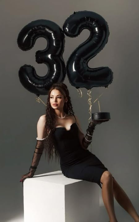40 Inch Black 3 Large Number Balloon, 3 13 23 30 33 36 38 Black Birthday Party Decorations, Numbers Three Foil Balloons for Anniversary Graduations Celebration Supplies