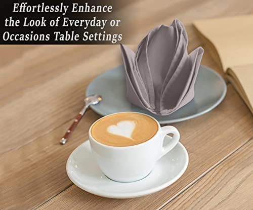 Ruvanti Cloth Napkins Set of 6, 18x18 Inches Napkins Cloth Washable, Soft, Durable, Absorbent, Cotton Blend. Table Dinner Napkins Cloth for Hotel, Lunch, Restaurant, Wedding Parties - Coffee Grey