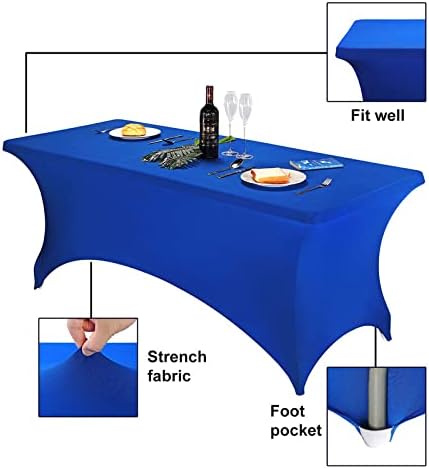 FORLIFE Spandex Table Covers，Fitted Tablecloth for Rectangular Tables, Stretch Patio Table Covers, Universal Spandex Table Cover for Wedding, Banquet, Party (6ft, Royal)