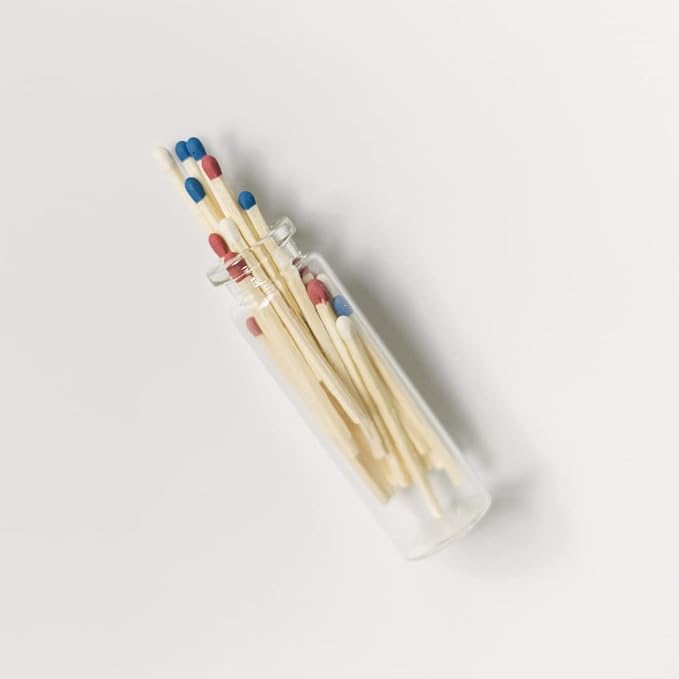 River Birch Decorative Matches in a Bottle with Striker - Cute & Colored Matches - 6 Bottles, Patriotic 1 Tip, 120 Matches