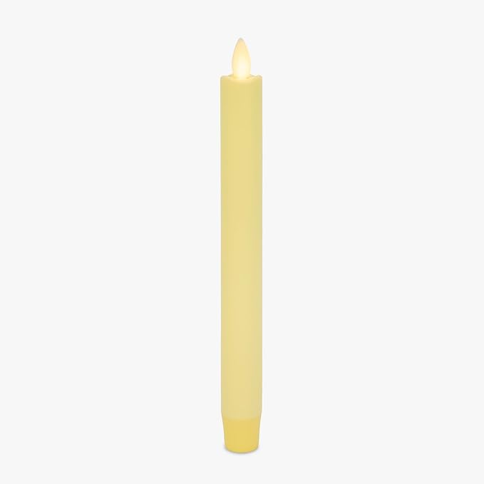 Luminara - Flameless Battery Operated Taper Candle - Lemon Chiffon - Pack of 1-1x9.5 - LED Flickering Flame - Realistic Safe for Home Kids and Pets