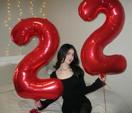 40 Inch Red Mylar Foil Number 6 Birthday Balloon, Digital Balloons for 6 16 Boy Girl Party Decorations Supplies, Big Helium Balloon Numbers for 26 36 46 60 Men Women Anniversary
