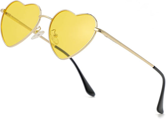 JOVAKIT Polarized Heart Sunglasses for Women Fashion Lovely Style Metal Frame UV400 Protection Lens
