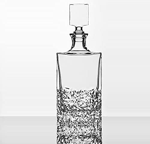 Whiskey Decanter Glasses Set Lead-Free Crystal Glass Scotch Tasting Cups Wine Bottle for Drinking Irish Whisky Bourbon Tequila tumbler (Leaves, 1 Decanter & 6 Glasses Set)