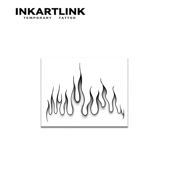 INKARTLINK Temporary Tattoos, 2 Sheets Medium Semi Permanent Tattoo, Adult Art Design Temporary Tattoos, Lasts 1-2 Weeks, Waterproof, Realistic Look, No Adhesive, No Reflection (Blaze)