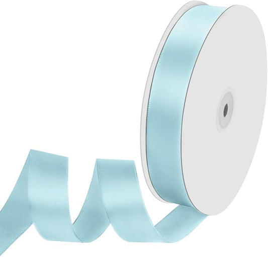 1" Width x 100 Yards Satin Ribbon, Light Blue Ribbon Perfect for DIY Craft, Bows, Gift Wrapping, Flower Bouquet, Valentine's Day, Christmas and Party Decoration
