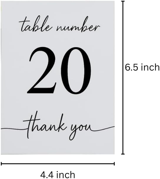 Wedding Table Numbers 1-20, Double-Sided Printed on Premium Cardstock – Elegant Event Table Signs for Receptions, Parties, Banquets & Restaurants