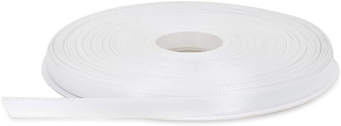 White Satin Ribbon - 1/4 inch x 50 Yards, Double Face Solid Color, Thick and Durable Ribbon Roll for Gift Wrapping, Crafts, Hair and Multiple Decorations