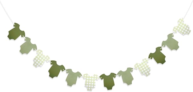 Green Bodysuit Banner, Green Plaid Onesie Garland Baby Shower Banner, Girl Boy Baby Shower Decor, Showers Bunting Gender Reveal Decorations