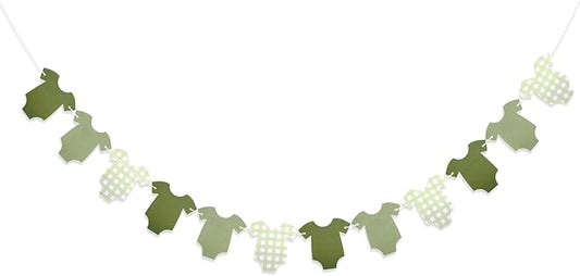 Green Bodysuit Banner, Green Plaid Onesie Garland Baby Shower Banner, Girl Boy Baby Shower Decor, Showers Bunting Gender Reveal Decorations